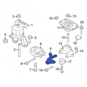 Lower gearbox bracket Ford Fusion mk5 13-20 type 1