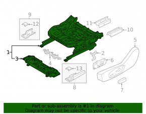 Ford Fusion mk5 17-20 passenger seat longitudinal adjustment motor with mount, without frame, broken mount