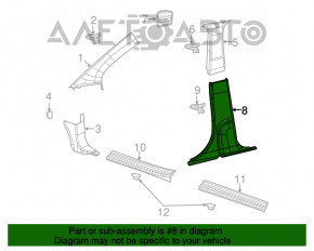 Center pillar trim lower right Dodge Journey 11-20 black, scratch