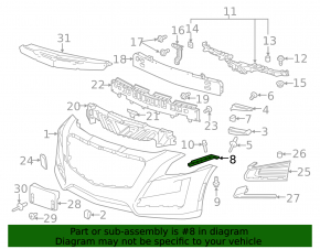 Front bumper bracket, left fender, Cadillac CTS 14-19