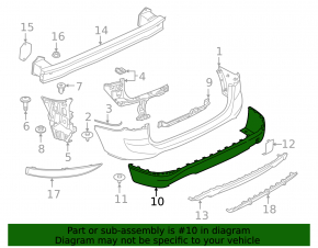 Rear bumper lower part BMW X1 F48 16-22 structure, under parking sensors, scratches