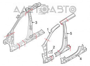 Body pillar central right Kia Sorento 16-17