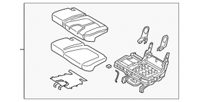 Rear seats, 2nd row, Hyundai Santa FE 21-23, black leather