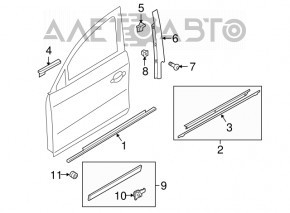 Lower front left door trim for Audi Q5 8R 13-17 with chrome molding, bumper