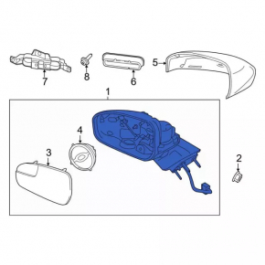 Side mirror right Ford Fusion mk5 13-20 5 pins, BSM, heated, silver