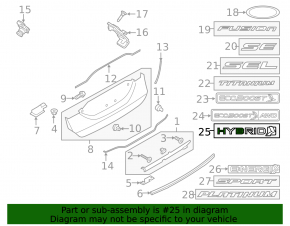 Ford Fusion mk5 19-20 Type 2 HYBRID trunk lid emblem