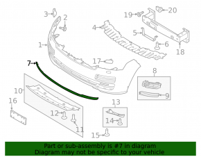 Front bumper center molding for Land Rover Range Rover 2013-2017 pre-restored, dark gray