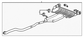 Rear muffler with barrels for a 16-23 Chevrolet Camaro 2.0