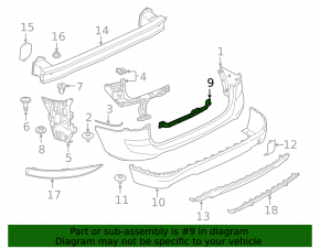 Rear Bumper Bracket, Central, BMW X1 F48 2016-2022. Bumper Cover & Trim