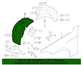 Front mudguard right front part BMW 3 F30 12-18 SIGNEDA