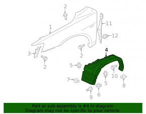 Front left fender liner Mitsubishi Lancer 10-15