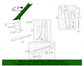 Left front pillar trim for Toyota Sienna 2010-2011, beige
