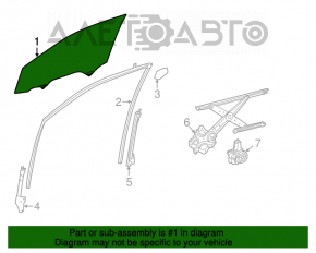 Front right door glass for Toyota Highlander 14-19