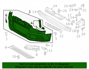 Bare front bumper for Audi A5 13-16 rest.
