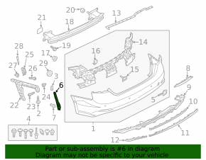 Rear bumper seal, inner left, Audi A5 F5 18-19 S-Line