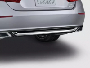 Honda Accord 18-22 rear bumper lower trim, gloss black, with dark chrome molding, scratches, molding peeled off