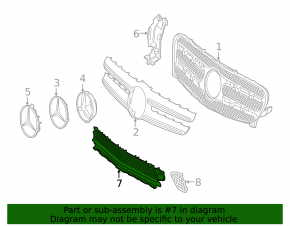 Lower grille of the front bumper of the Mercedes GLA 15-17 for parking sensors
