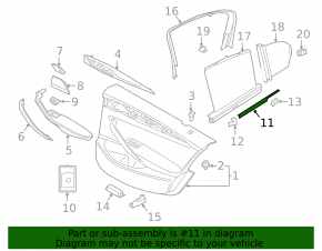 Rear left glass seal BMW 5 G30 17-23 inner