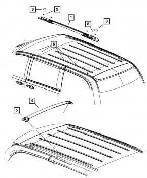 Roof rail longitudinal left Dodge Grand Caravan 11-20 black