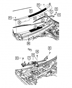 Right wiper arm for Dodge Journey 11-13