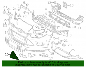Front bumper grille right Ford Focus mk3 11-14 prerest mat SIGNEDA