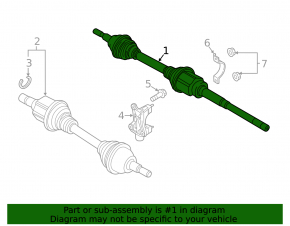 Drive axle shaft front right Ford Edge 15-18 2.0T FWD, outer boot torn
