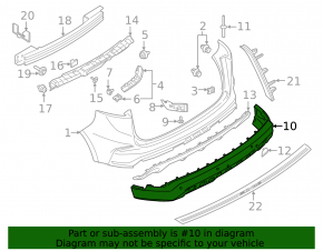 Rear bumper lip Ford Edge 19 - for parking sensors, without towing hook and towbar, structure, pressed