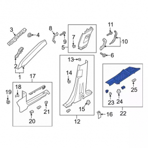 Door sill trim rear left Ford Explorer 20- black