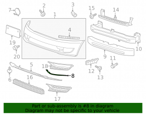 Molding chrome grille fog light left VW Passat b7 12-15 USA SIGNEDA