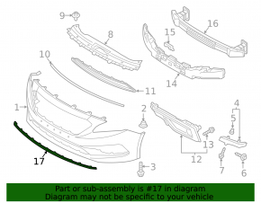 Front Bumper Lip Hyundai Sonata 15-17 Sport