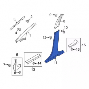 Center pillar trim lower left Ford Ecosport 18-22