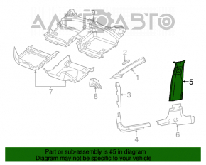 Chrysler 200 15-17 black upper right center pillar trim