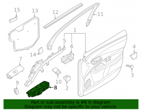 Front left window lift control Nissan Ariya 23-26 with black glossy trim