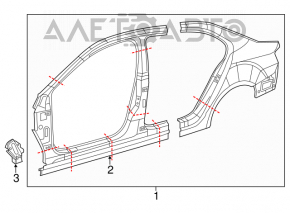 Body threshold metal with front pillar left VW Jetta 11-18 USA