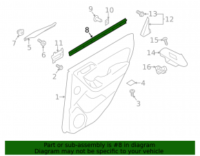 Molding door-glass center rear right Subaru Forester 14-18 SJ black