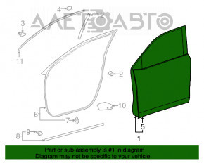 Door bare front right Toyota Highlander 14-19