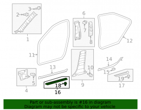 Door sill trim front right outer Toyota Avalon 13-18 black, worn