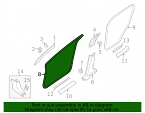 Front left door seal for Nissan Murano z52 15-24