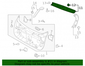 Kia Sportage 17-22 black upper trunk lid trim