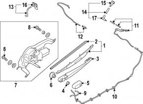 Rear wiper linkage with motor for Subaru Forester 25-26