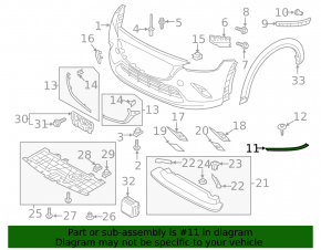 Lower left front bumper molding for Mazda CX-3 19-21 chrome