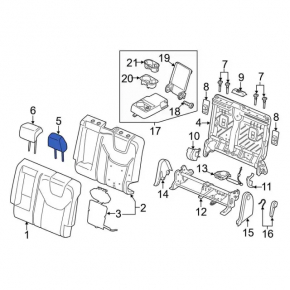 Ford Edge 15-24 rear center headrest, black leather