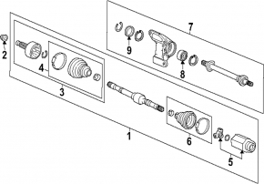 Drive axle shaft front left Honda CRV 23- HEV FWD