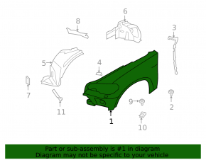 Front right wing BMW X5 E70 07-10 under washer prerest