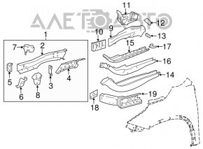 Side member bump stop left Toyota Highlander 14-19