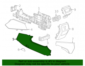 Center console trim, side, left front, lower, Chevrolet Equinox EV 24-26, black