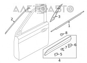 Hyundai Santa FE 19-23 silver lower front left door trim