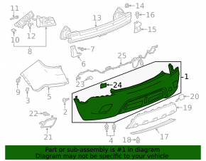 Rear bumper bare Buick Encore 13-16 structure, for parking sensors, dents, scratches