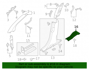 Door sill trim rear left Ford Explorer 11-15 black