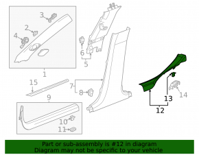 Door sill trim inner rear left Cadillac ATS 13- black